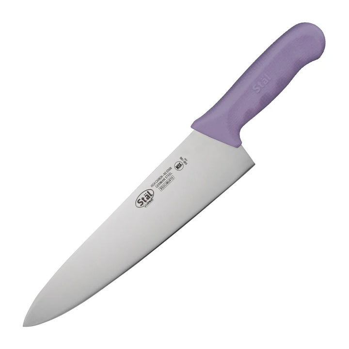 Winco KWP-100P 10" Cook's Knife, Purple PP Handle, Allergen Free