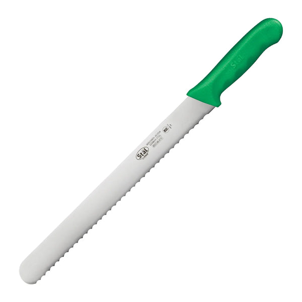 Winco KWP-121G 12" Wavy Edge Slicer, Green PP Handle, Straight