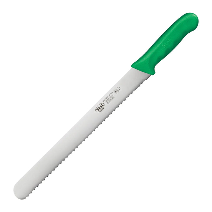 Winco KWP-121G 12" Wavy Edge Slicer, Green PP Handle, Straight