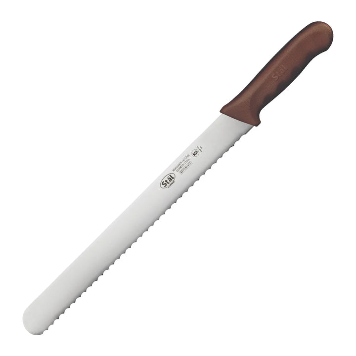 Winco KWP-121N 12" Wavy Edge Slicer, Brown PP Handle, Straight