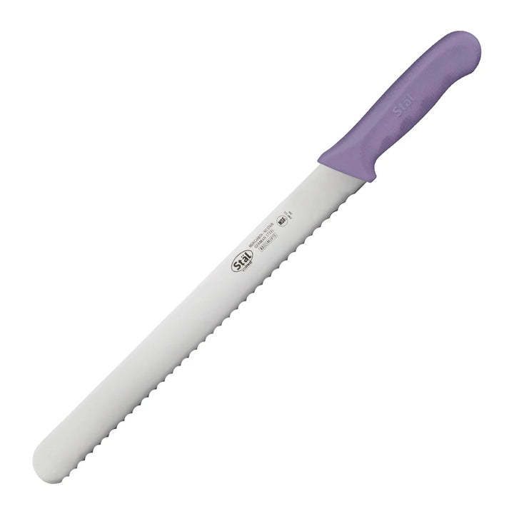 Winco KWP-121P 12" Wavy Edge Slicer, Purple PP Handle, Straight, Allergen Free