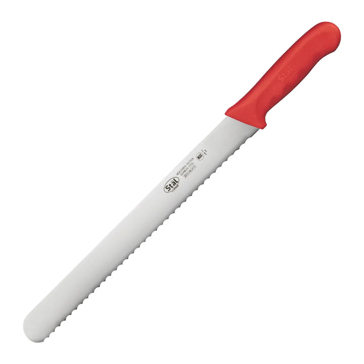 Winco KWP-121R 12" Wavy Edge Slicer, Red PP Handle, Straight