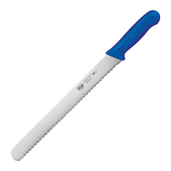 Winco KWP-121U 12" Wavy Edge Slicer, Blue PP Handle, Straight