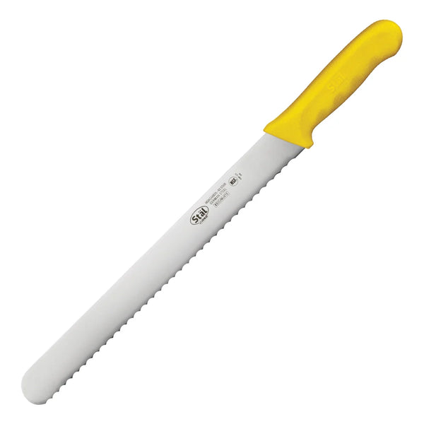 Winco KWP-121Y 12" Wavy Edge Slicer, Yellow PP Handle, Straight