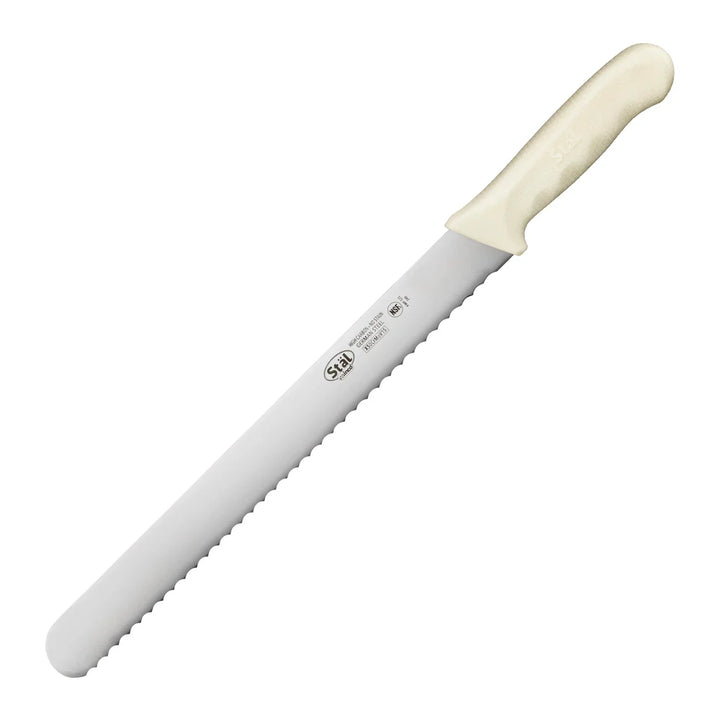 Winco KWP-121 12" Wavy Edge Slicer, White PP Handle, Straight