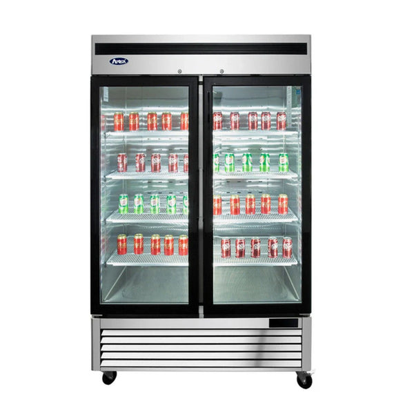 Atosa 54.38" Bottom Mount Refrigerator, 2 Two Glass Door 44.8 Cu.Ft