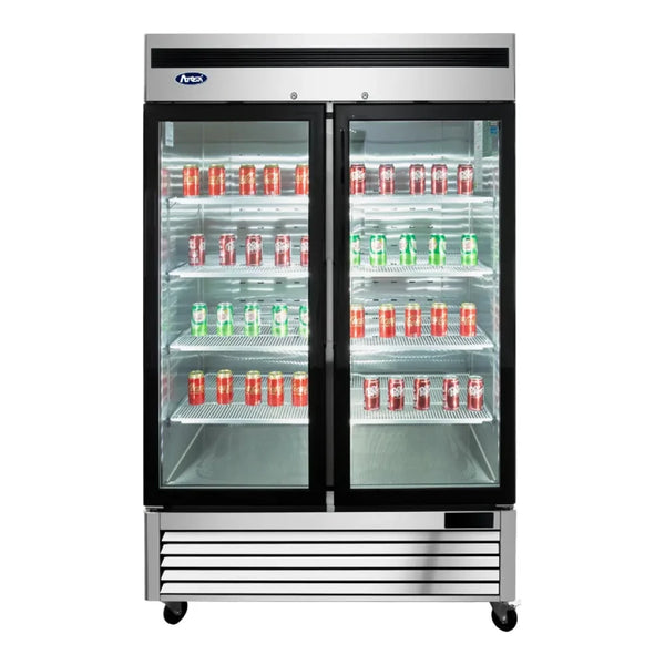 Atosa 54.38" MCF8707GR Bottom Mount Refrigerator, 2 Two Glass Door 44.8 Cu.Ft