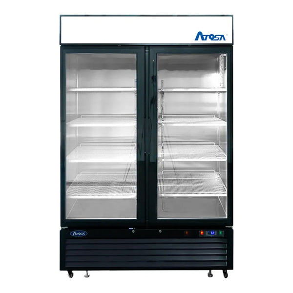 Atosa MCF8733GR 39.4" Glass Merchandiser, 2 Sections Black Exterior 28.5 Cu. Ft