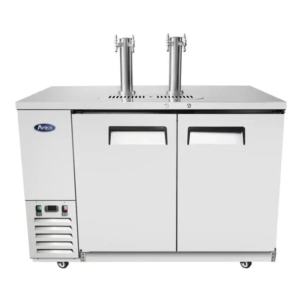 Atosa MKC58GR 57.8" 2 Double Tap Kegerator Beer Dispenser - Stainless Steel, 2 1/2 Keg Capacity 17.3  Cu.Ft