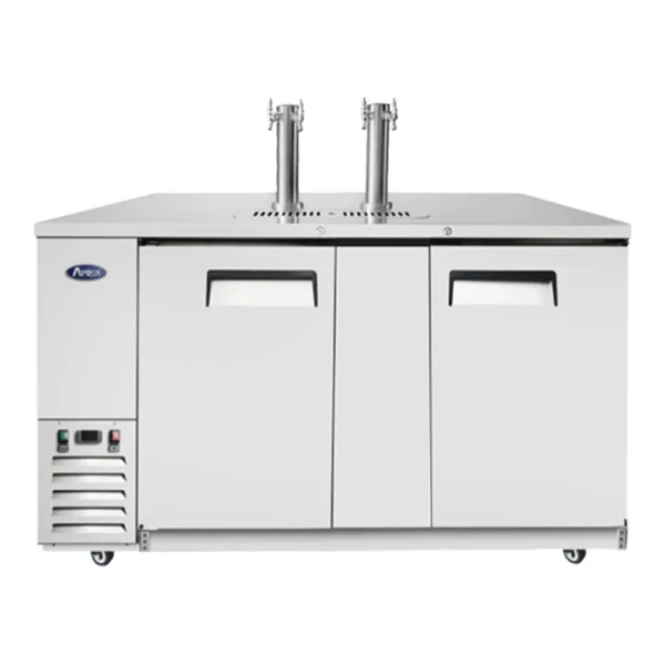 Atosa MKC68GR 57.8" 2 Double Tap Kegerator Beer Dispenser - Stainless Steel, 3 1/2 Keg Capacity 21.5  Cu.Ft