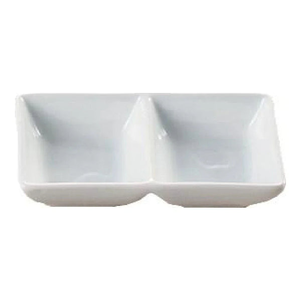 Yanco ML-725 MainLand 5.5" Two Divided Rectangular Tray, White Porcelain, 2oz - Pack of 36