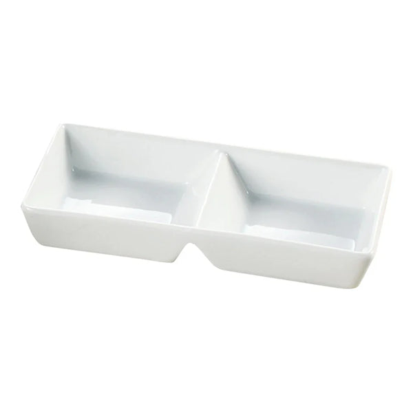 Yanco ML-728 MainLand 10" Two Divided Rectangular Tray, White Porcelain, 10oz - Pack of 24