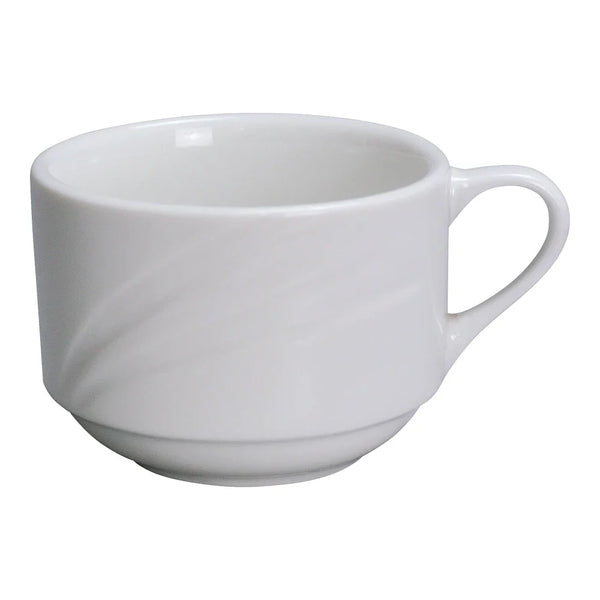 Yanco MM-1-S Miami 3.5" Round Stackable Cup, White Porcelain, 7.5oz - Pack of 36