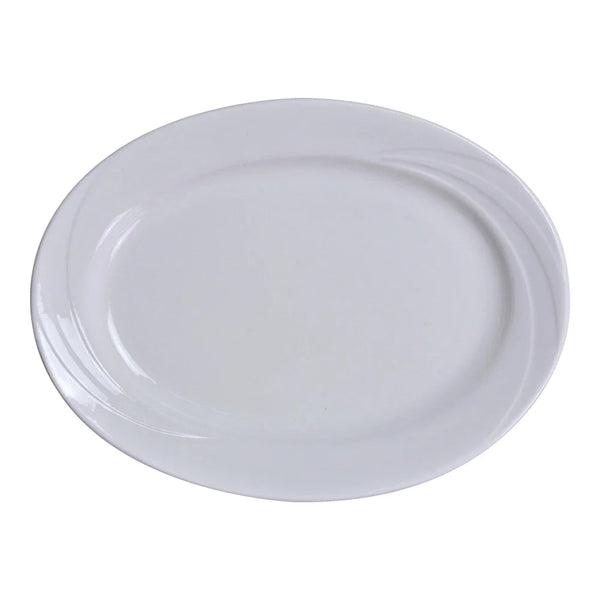 Yanco MM-12 Miami 10.25" Oval Platter, White Porcelain - Pack of 24