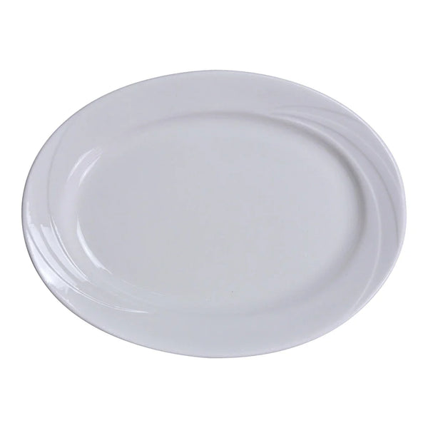 Yanco MM-14 Miami 14" Oval Platter, White Porcelain - Pack of 12