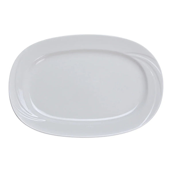 Yanco MM-93 Miami 11.75" Rectangular Platter, White Porcelain - Pack of 12