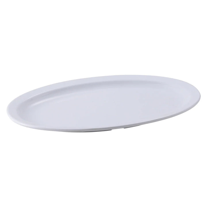 Winco MMPO-138W White Melamine Oval Platters, 13" x 8-1/2"