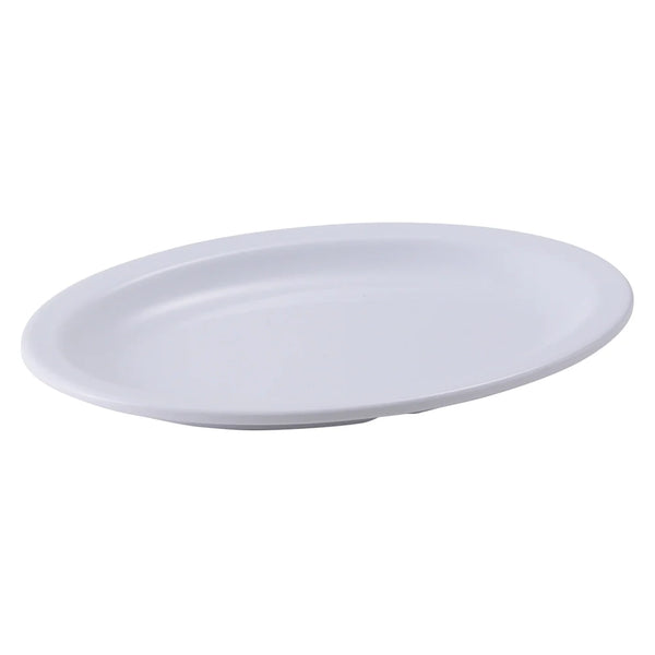 Winco MMPO-96W White Melamine Oval Platters, 9-3/4" x 6-3/4"