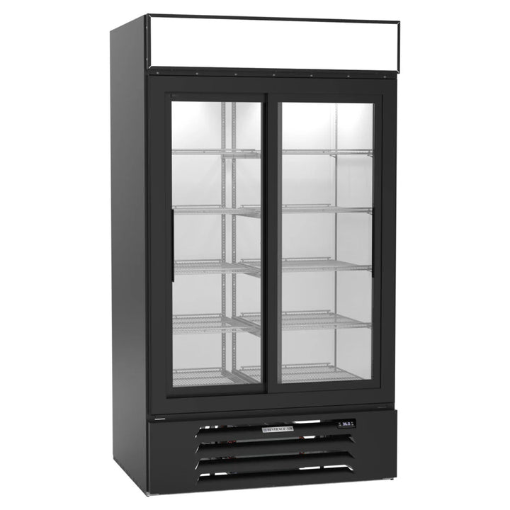 Beverage-Air MMR38HC-1-B MarketMax 43 1/2" 2 Section Glass Door Merchandiser Refrigerator 35.37 Cu. Ft. Black