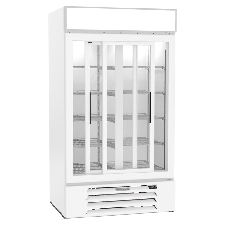 Beverage-Air MMR38HC-1-W MarketMax 43 1/2" 2 Section Glass Door Merchandiser Refrigerator 35.37 Cu. Ft. White