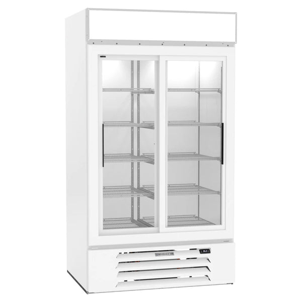 Beverage-Air MMR38HC-1-W MarketMax 43 1/2" 2 Section Glass Door Merchandiser Refrigerator 35.37 Cu. Ft. White