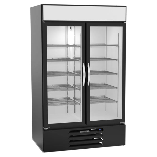 Beverage-Air MMR44HC-1-B MarketMax 47" 2 Section Glass Door Merchandiser Refrigerator 45 cu. ft. Black