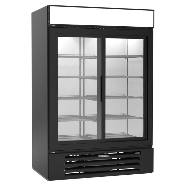 Beverage-Air MMR45HC-1-B MarketMax 52" 2 Section Glass Door Merchandiser Refrigerator 44 Cu. Ft. Black