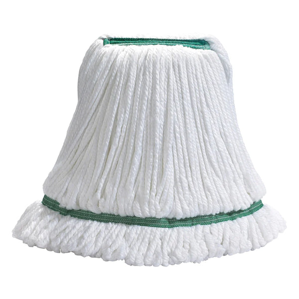 Winco MOPM-L 17 Oz Large Wet Mop Head with White with Green Bands