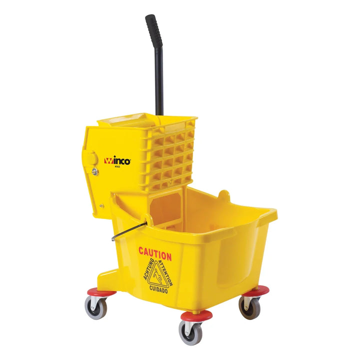 Winco MPB-26 Yellow Mop Bucket with Wringer, 26 Qt