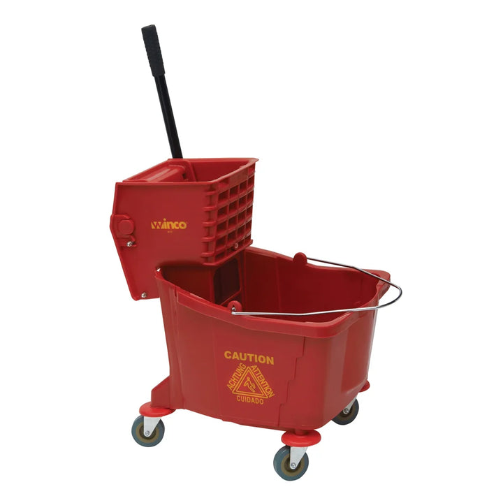 Winco MPB-36R Red Mop Bucket with Wringer, 36 Qt