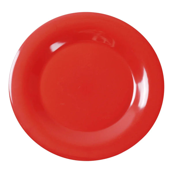 Yanco MS-005RD Milestone 5.5" Round Plate with Orange-Red Melamine & Wide Rim - Pack of 48