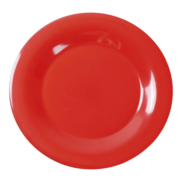 Yanco MS-006RD Milestone 6.5" Round Plate with Orange-Red Melamine & Wide Rim - Pack of 48