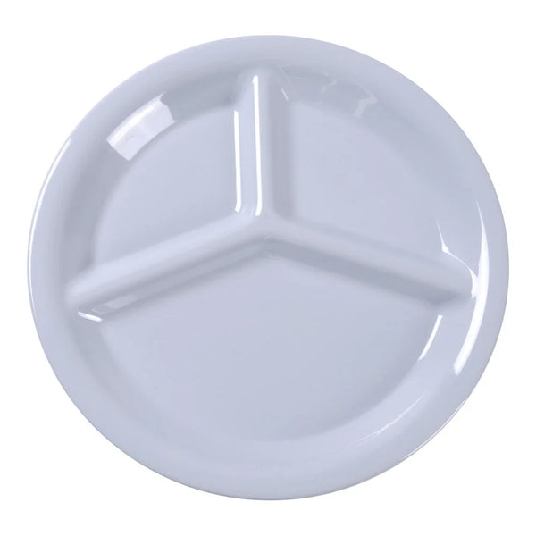 Yanco MS-710WT Milestone 10.25" White Melamine Three Compartment Plate, Pack of 24