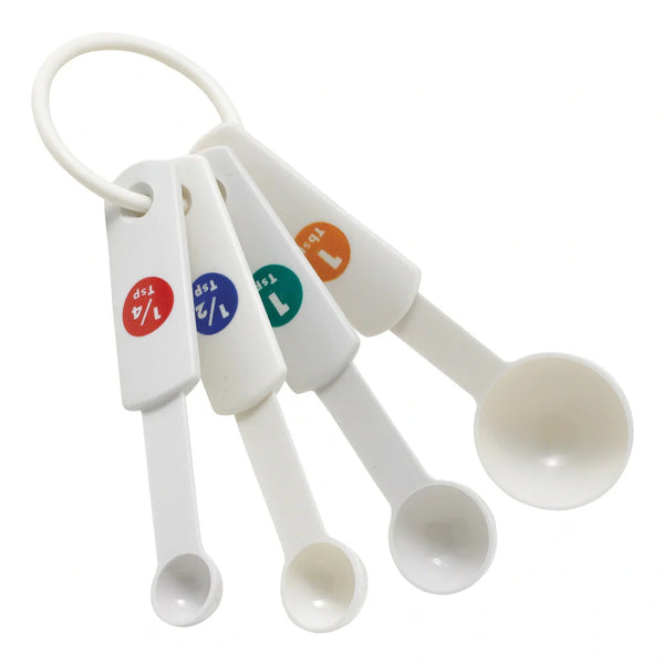 Winco MSPP-4 Measuring Spoon Set, 4-piece, White, Plastic