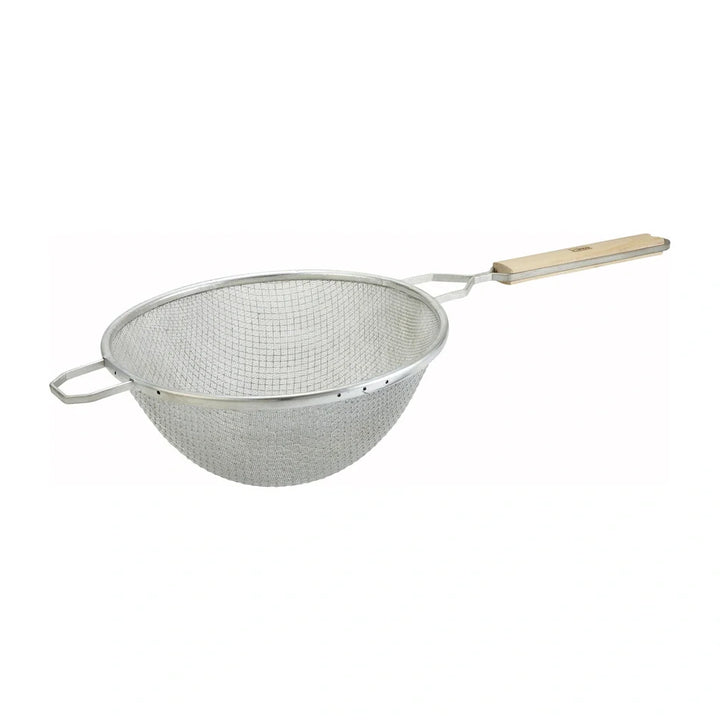 Winco MSTF-10D 10-1/4" Double Mesh Strainer, Fine, Tin