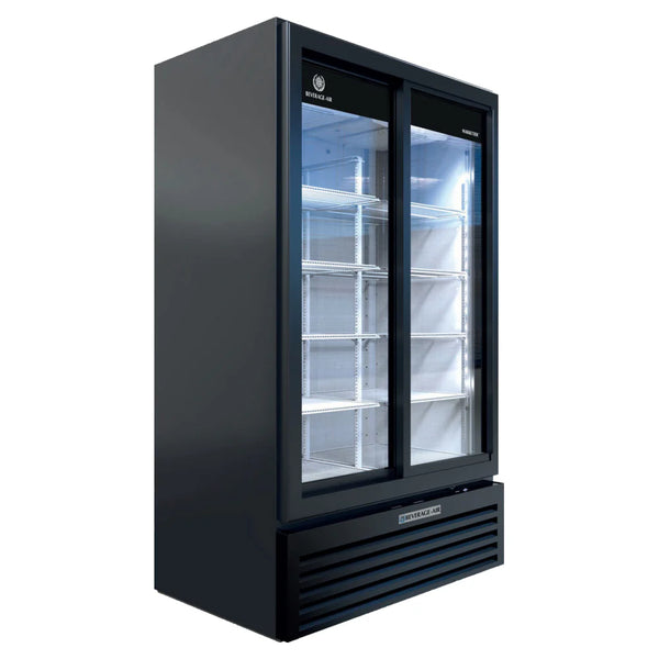 Beverage-Air MT49-1-SDB 47" Marketeer Series Refrigerated Sliding Glass Door Merchandiser with LED Lighting Black