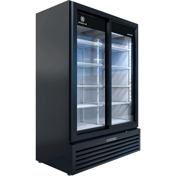 Beverage-Air MT53-1-SDB 54" Marketeer Series Refrigerated Sliding Glass Door Merchandiser with LED Lighting Black