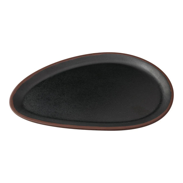 Yanco NA-212BK Nature Art 7 3/4" Black Melamine Oval Dinner Plate, Pack of 24