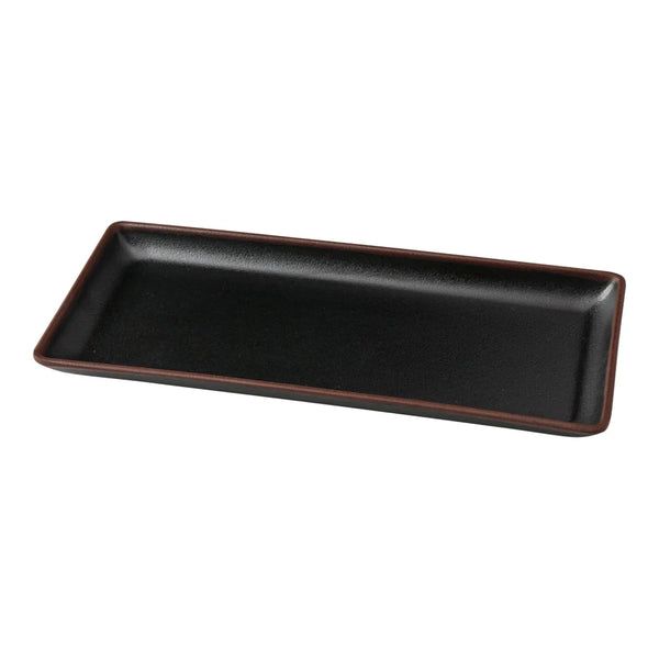 Yanco NA-408BK Nature Art 3 3/4" Black Melamine Rectangular Dinner Plate, Pack of 48