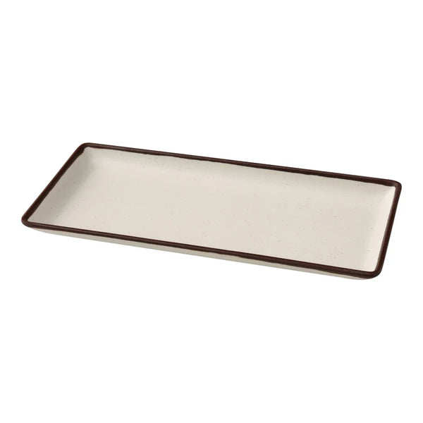 Yanco NA-408 Nature Art 3 3/4" White Melamine Rectangular Plate, Pack of 48