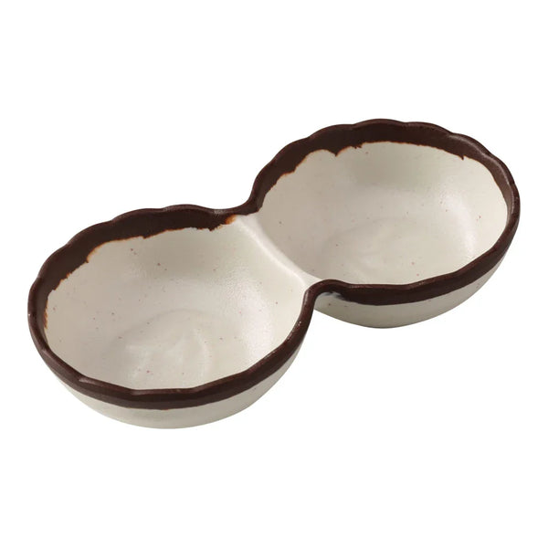 Yanco NA-506 Nature Art 2 Oz White Melamine Two Divided Sauce Dish, Pack of 48