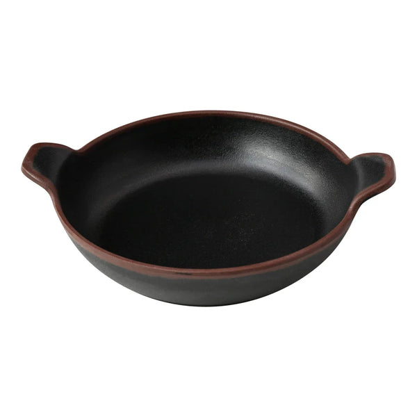 Yanco NA-509BK Nature Art 24 Oz Black Melamine Round Divided Sauce Dish with Handle, Pack of 36