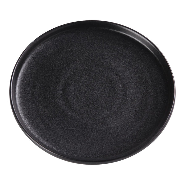 Yanco NB-107 Noble Black 7-1/2" Black Round Plate with Upright Rim, China, Pack of 36