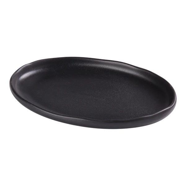 Yanco NB-208 Noble Black 5-1/2" Black Oval Plate, China, Pack of 36