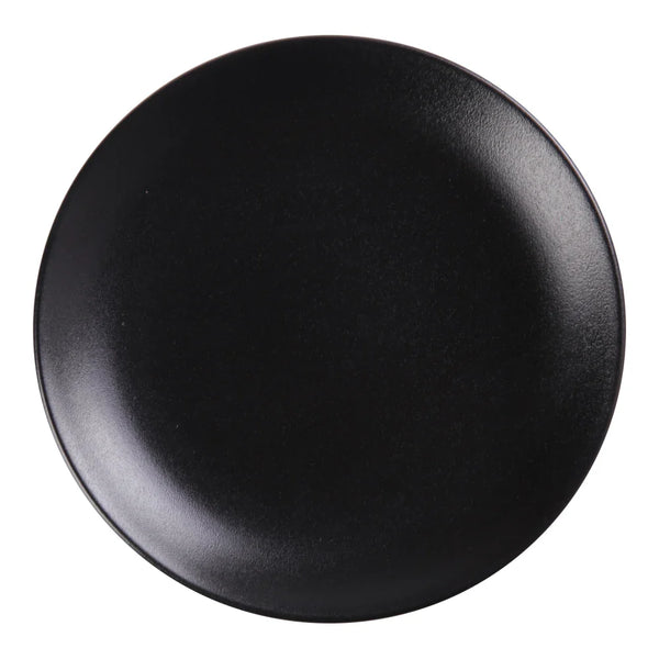 Yanco NB-307 Noble Black 7" X 3/4" Round Coupe Plate, China, Black, Pack of 36