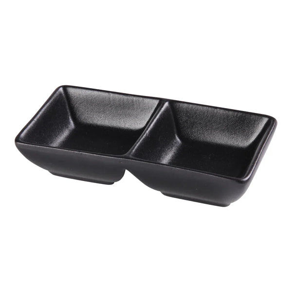 Yanco NB-4032 Noble 1.5 Oz Black Double Sauce Dish, China, Black, Pack of 36