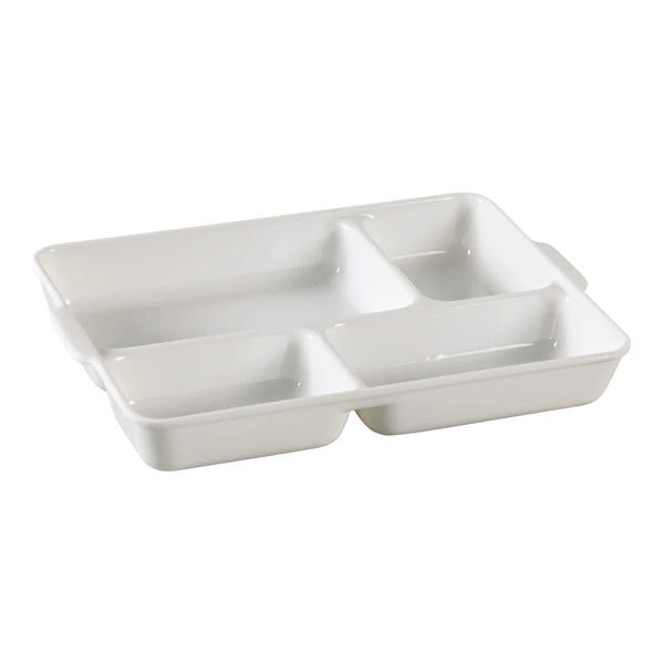 Yanco NC-4420 Compartment 7" White Melamine 4- Compartment Plate, Pack of 24