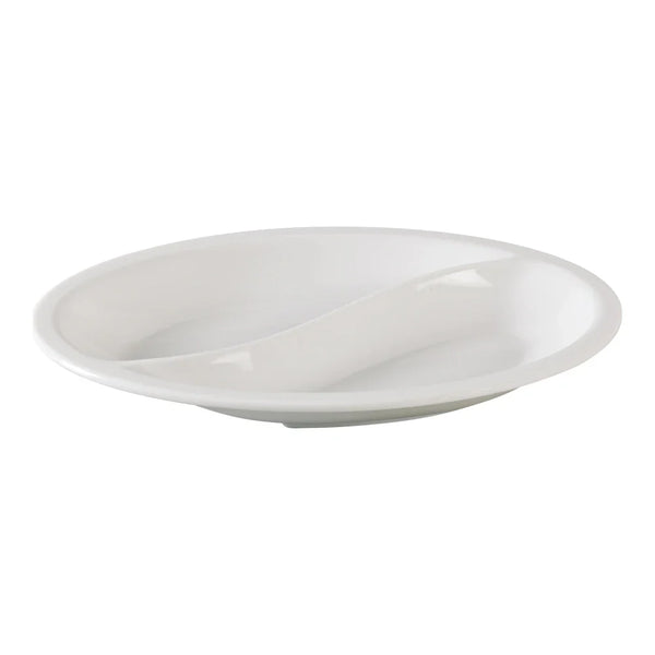 Yanco NC-4520 Compartment 6.75" White Melamine Oval Compartment Plate, Pack of 24