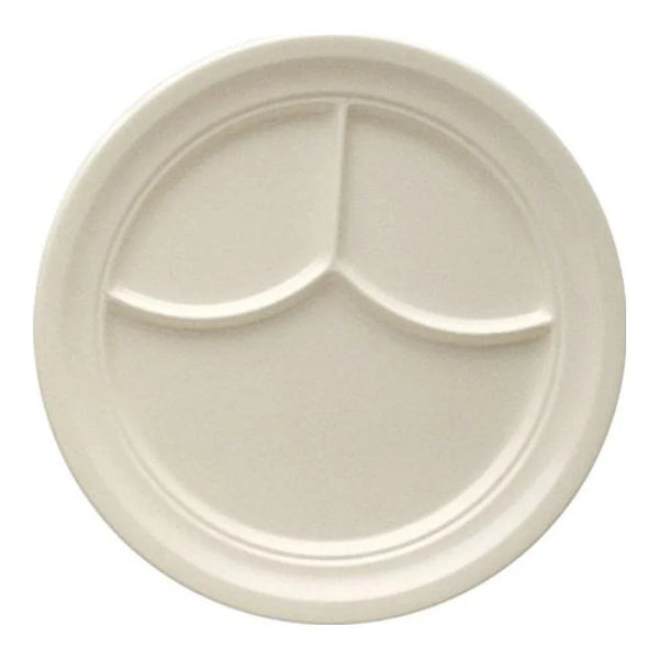 Yanco NC-510I Compartment 9" Ivory Melamine 3-Compartment Plate, Pack of 24