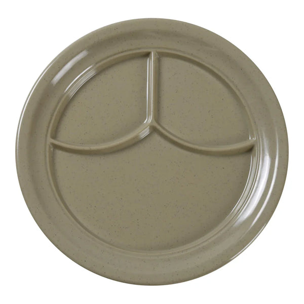 Yanco NC-510S Compartment 9" Round Sand Melamine 3-Compartment Plate, Pack of 24